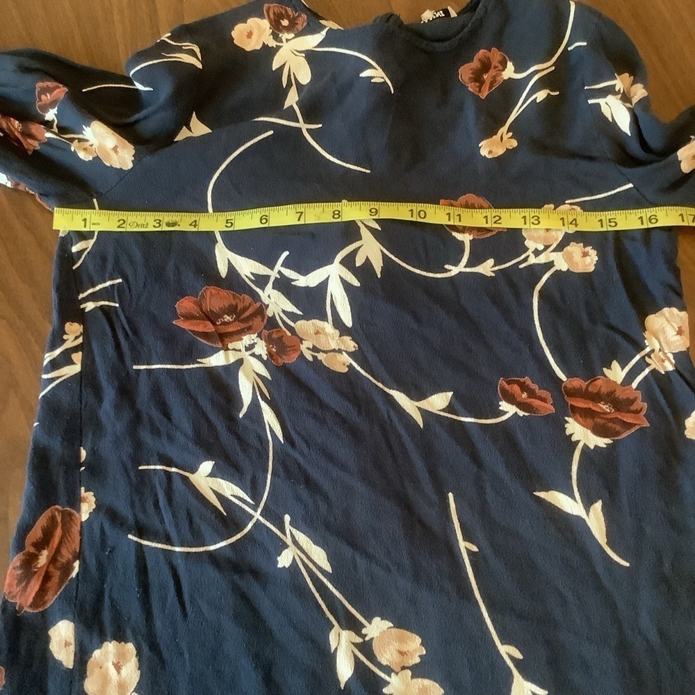 GANNI Navy Floral Mini Dress Size M Long Sleeve Scandi Cool Girl - Picture 5 of 10